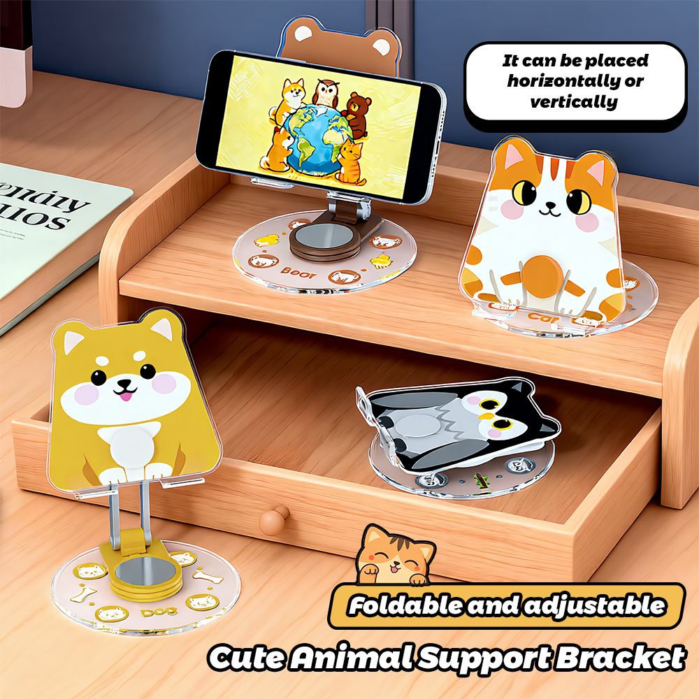 Travel Accessories Online - 귀여운 동물 모양 휴대폰 거치대 360도