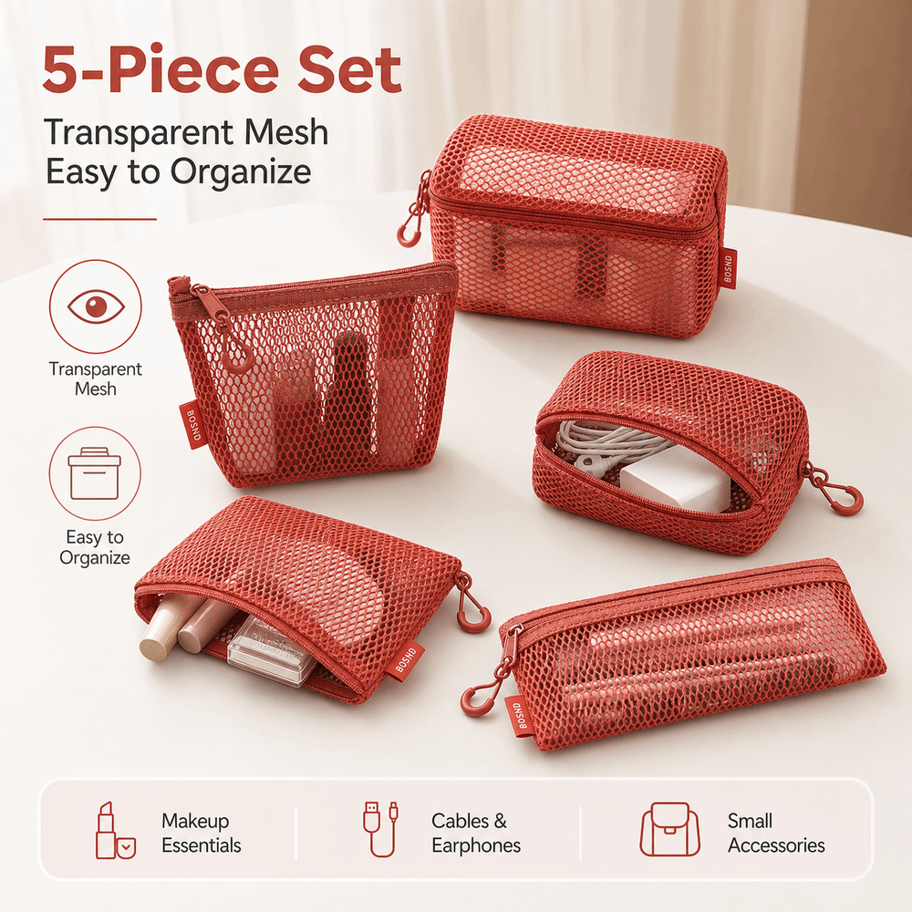 Travel Accessories Online - 나일론 투명 보관 가방 통기성 사각형