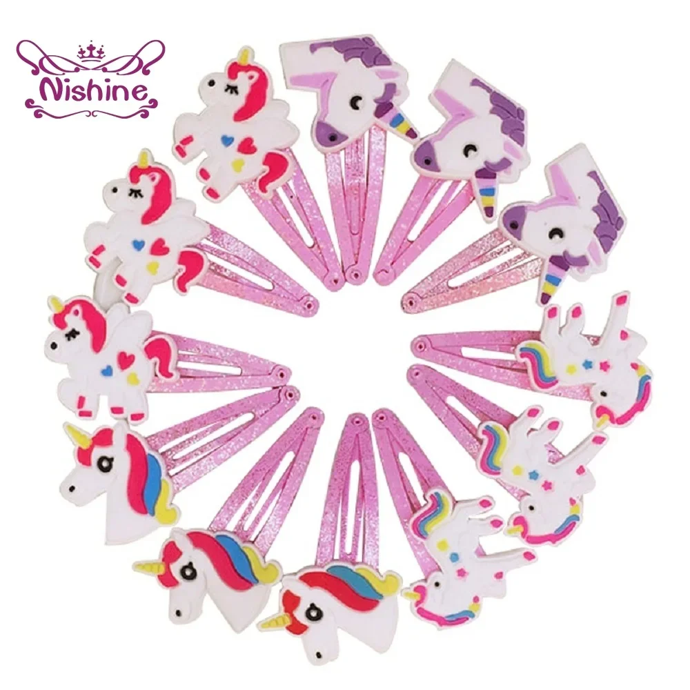 Travel Accessories For 6 Year Old - Nishine 10 개/몫 유니콘 헤어 클립