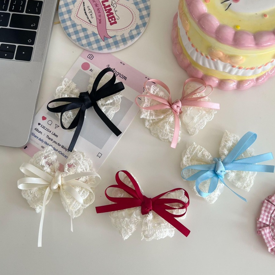 2개/세트 귀여운 레이스 리본 헤어핀, 달콤한 자수 리 - Travel Accessories For 6 Year Old 리뷰 및 가격