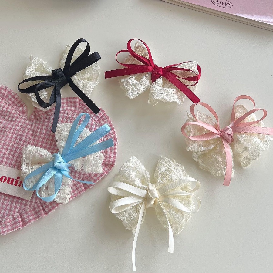 2개/세트 귀여운 레이스 리본 헤어핀, 달콤한 자수 리 - Travel Accessories For 6 Year Old 리뷰 및 가격