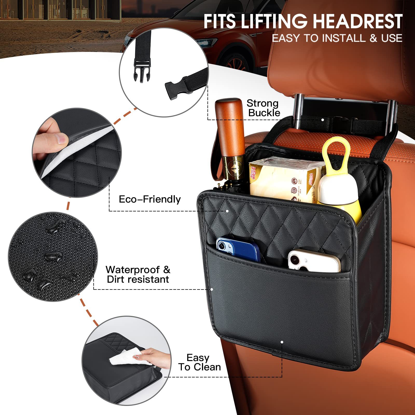 차량용 뒷좌석 수납 포켓, PU 가죽 다용도 자동차 시 - Travel Accessories Organizer Bag 리뷰 및 가격