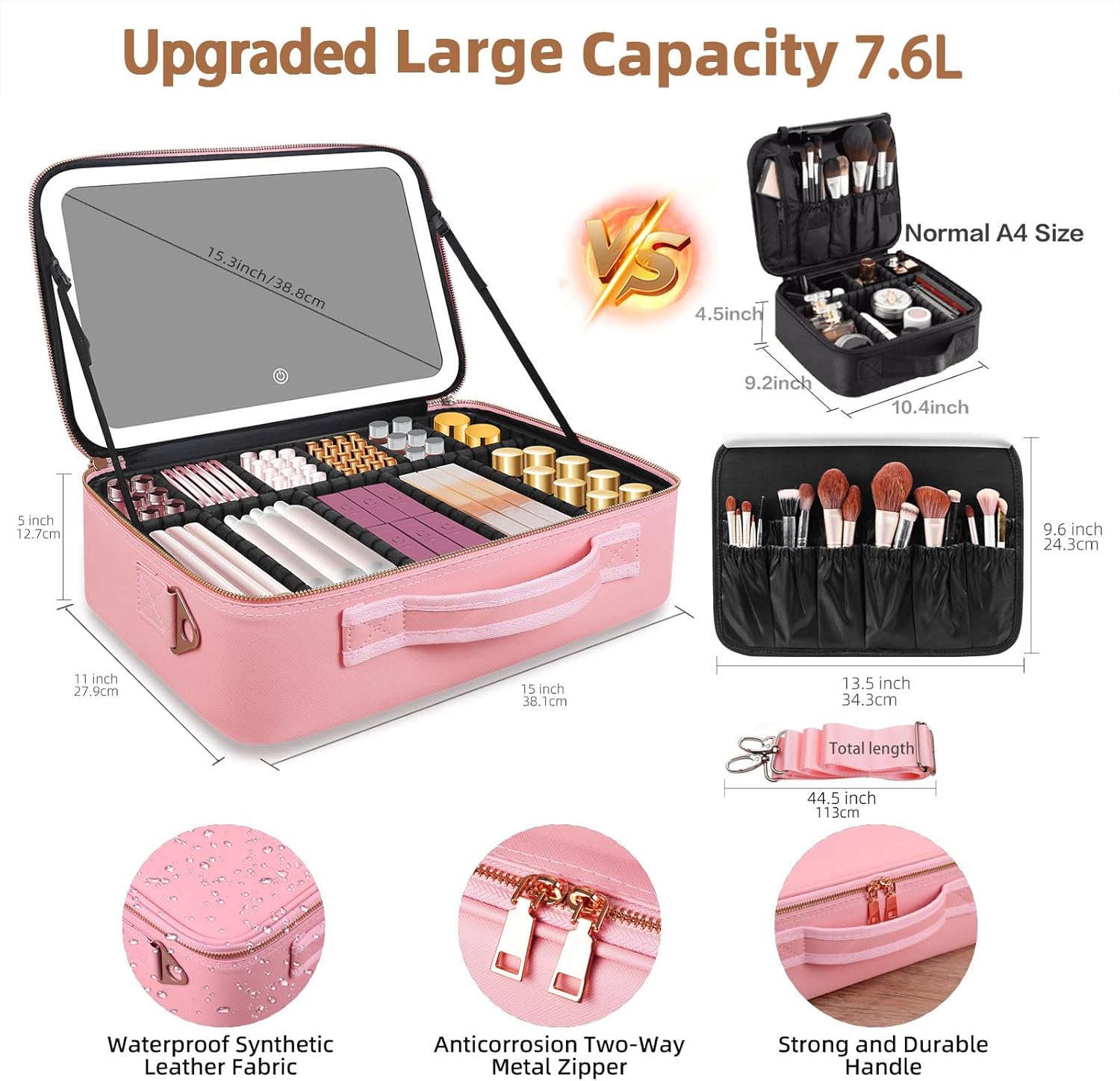 대용량 메이크업 가방 15''X11'' LED 거울 3 - Travel Accessories Organizer Bag 리뷰 및 가격